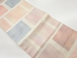 引箔色紙に抽象蝶模様織出し名古屋帯